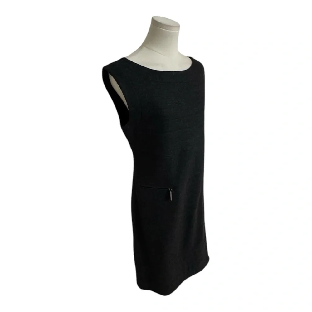 TORY BURCH Gray Wool Shift Dress Work Party Zipper Detail Size S Date‎ Holiday